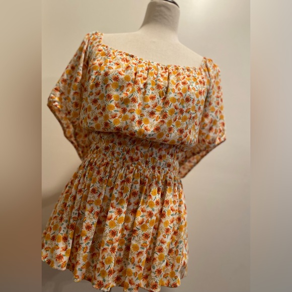 Torrid, Size 3, Sunset Floral, Peplum Cris Cross Back Top - NWT - Picture 7 of 9